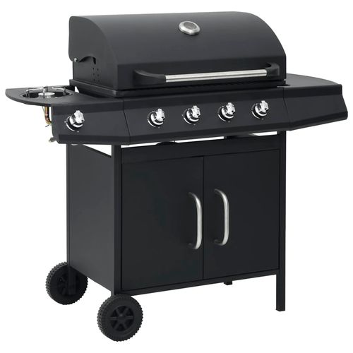 vidaXL Gas Barbecue Grill 4+1 Cooking Zone Black Steel vidaXL