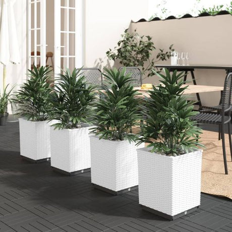 vidaXL Garden Planters 2 pcs Dark Grey 30x30x37 cm Polypropylene white 4 vidaXL
