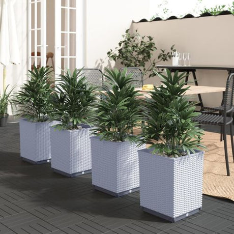 vidaXL Garden Planters 2 pcs Dark Grey 30x30x37 cm Polypropylene light grey 4 vidaXL