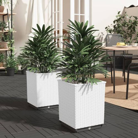 vidaXL Garden Planters 2 pcs Dark Grey 30x30x37 cm Polypropylene white 2 vidaXL
