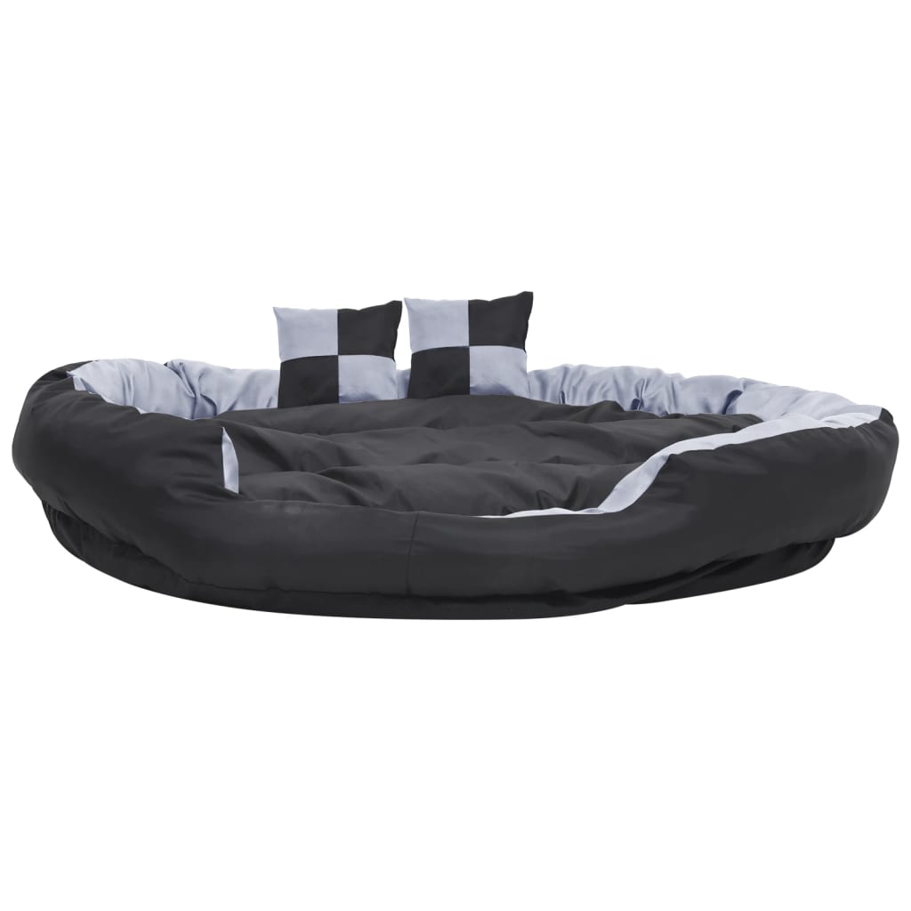 vidaXL Reversible & Washable Dog Cushion Grey and Black 65x50x20 cm vidaXL