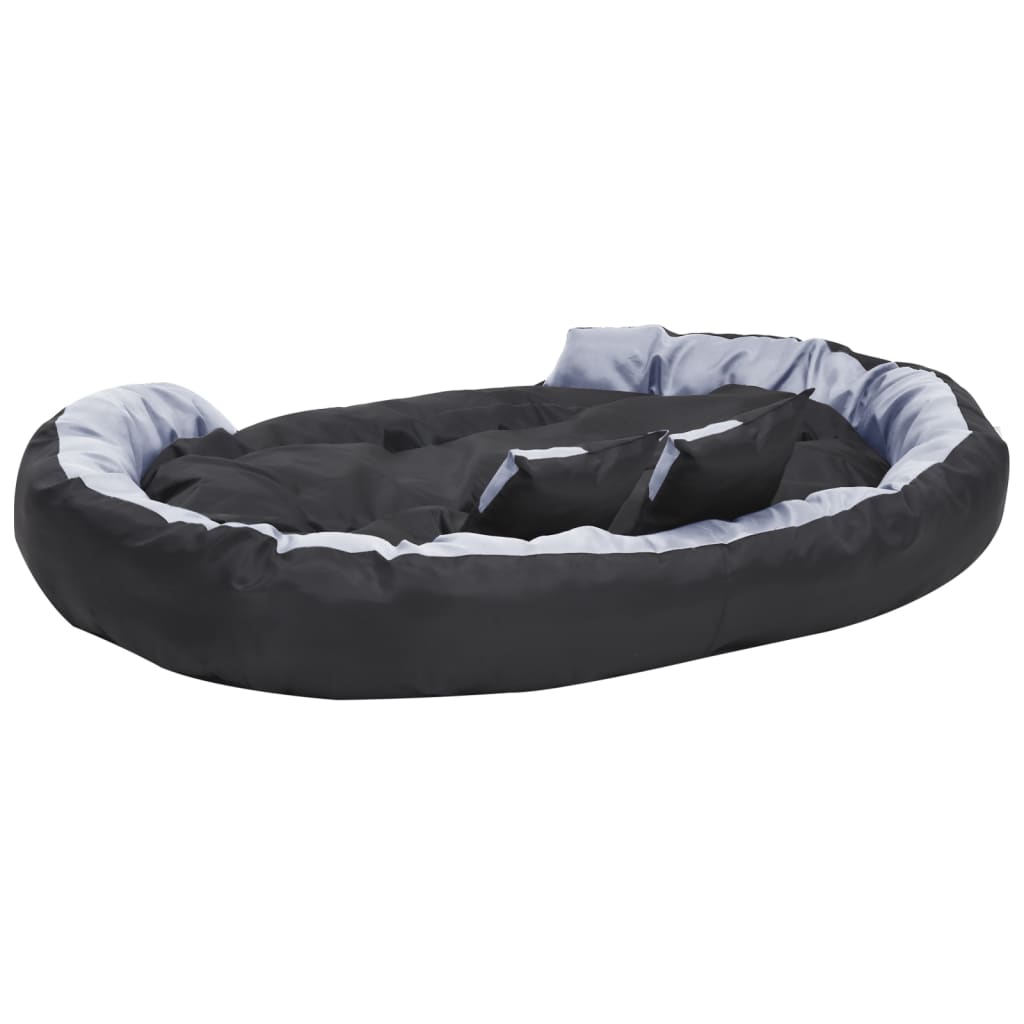 vidaXL Reversible & Washable Dog Cushion Grey and Black 65x50x20 cm vidaXL