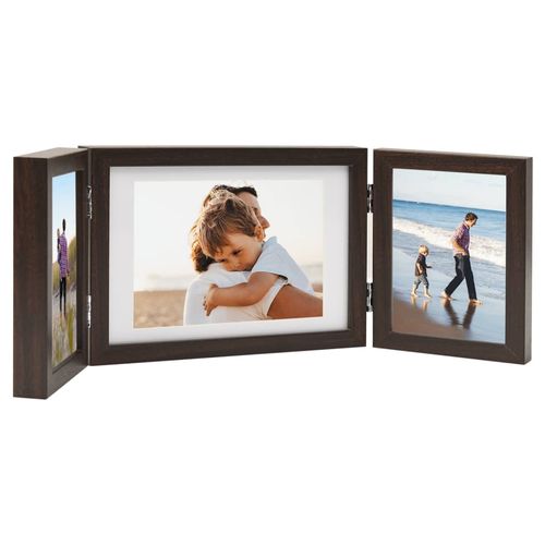 vidaXL Trifold Photo Frame Collage Light Brown 22x15 cm+2x vidaXL