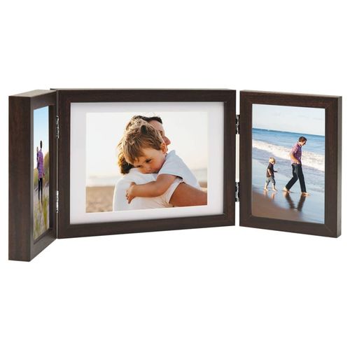 vidaXL Trifold Photo Frame Collage Light Brown 22x15 cm+2x vidaXL