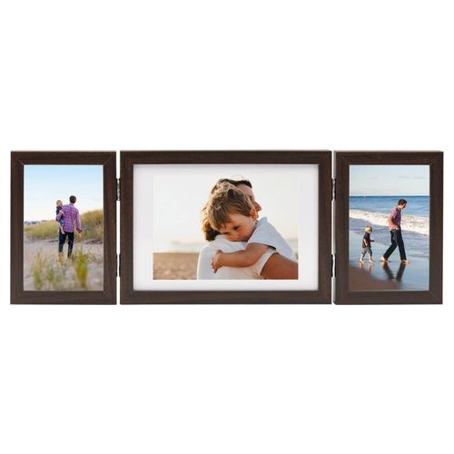 vidaXL Trifold Photo Frame Collage Light Brown 22x15 cm+2x vidaXL