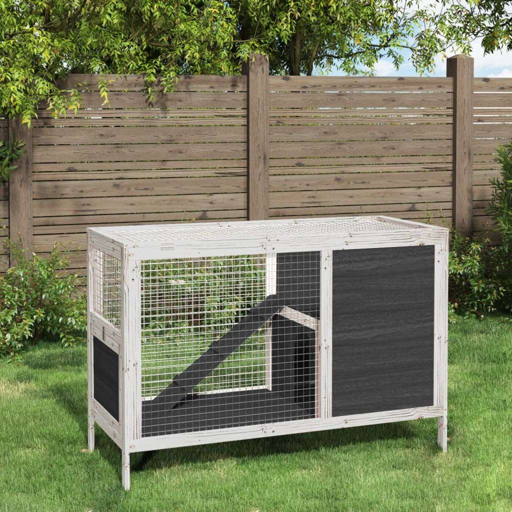 vidaXL Rabbit Hutch Brown 103x44x69.5 cm Solid Wood Pine grey vidaXL