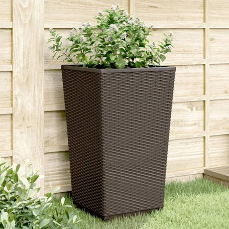 vidaXL Tall Rattan Effect Garden Planters - Weatherproof brown 2 vidaXL