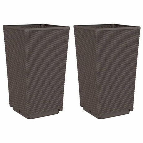 vidaXL Tall Rattan Effect Garden Planters - Weatherproof vidaXL