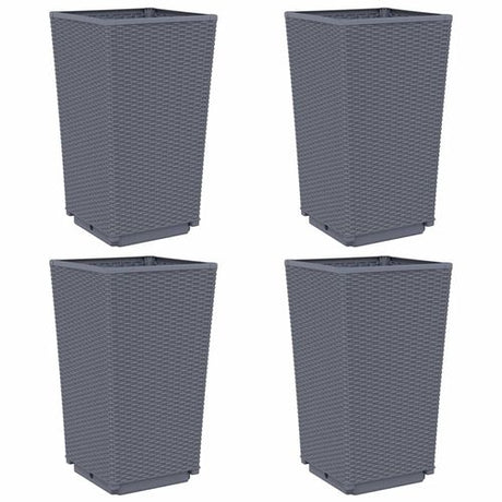 vidaXL Tall Rattan Effect Garden Planters - Weatherproof vidaXL