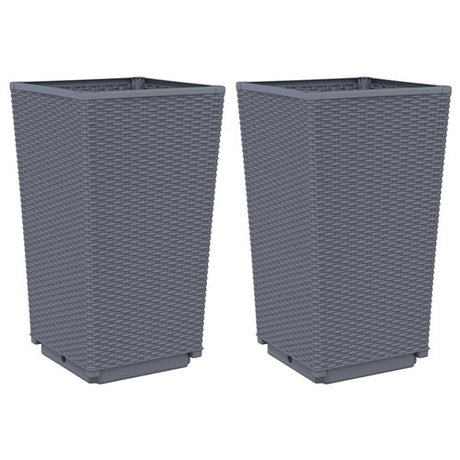 vidaXL Tall Rattan Effect Garden Planters - Weatherproof vidaXL