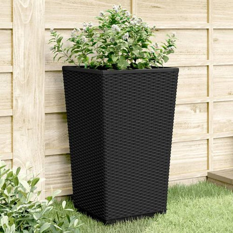 vidaXL Tall Rattan Effect Garden Planters - Weatherproof black 4 vidaXL
