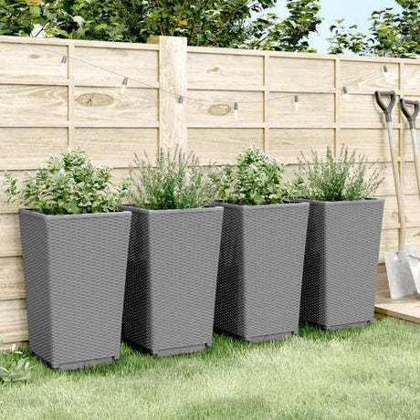 vidaXL Tall Rattan Effect Garden Planters - Weatherproof vidaXL