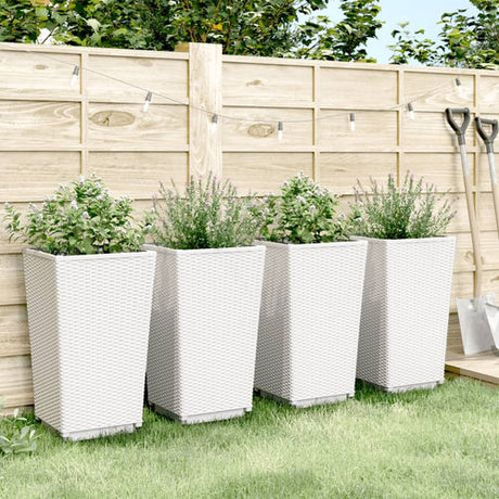 vidaXL Tall Rattan Effect Garden Planters - Weatherproof vidaXL