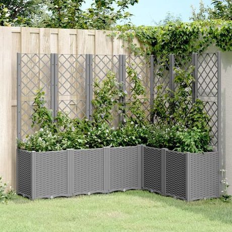 vidaXL Garden Planter with Trellis Grey 160x40x140 cm PP light grey 160 x 120 x 140 cm vidaXL
