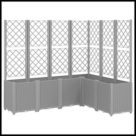 vidaXL Garden Planter with Trellis Grey 160x40x140 cm PP vidaXL