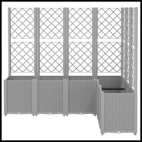 vidaXL Garden Planter with Trellis Grey 160x40x140 cm PP vidaXL