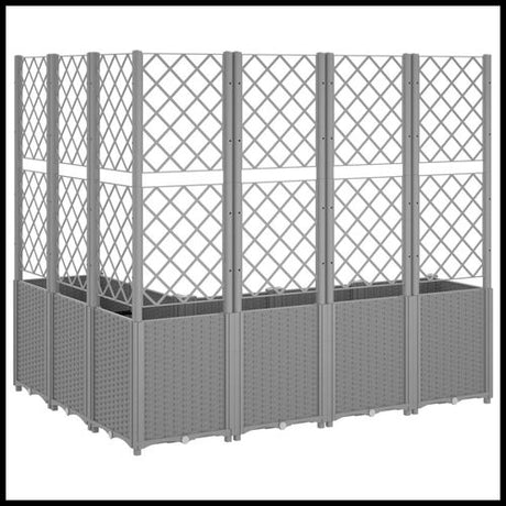 vidaXL Garden Planter with Trellis Grey 160x40x140 cm PP vidaXL