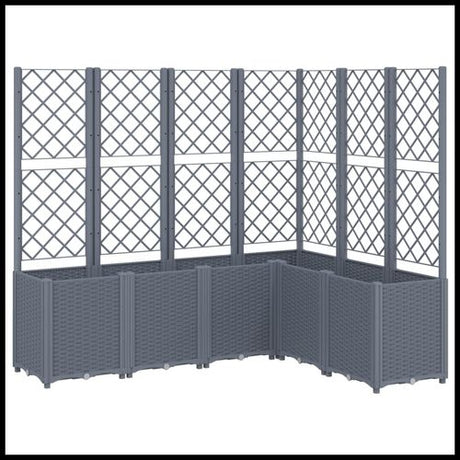 vidaXL Garden Planter with Trellis Grey 160x40x140 cm PP vidaXL