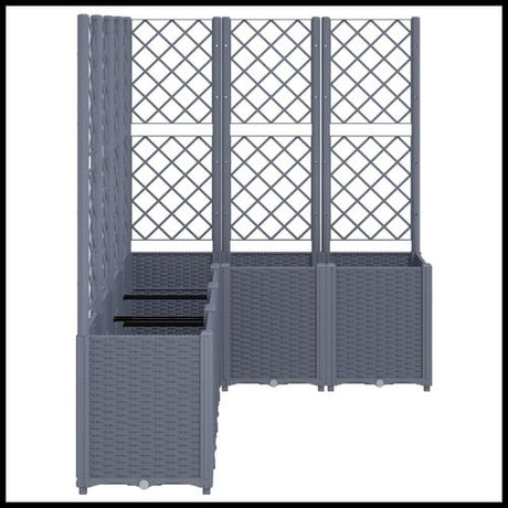 vidaXL Garden Planter with Trellis Grey 160x40x140 cm PP vidaXL