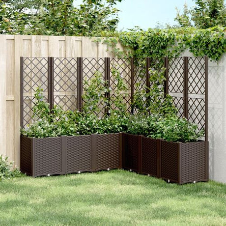 vidaXL Garden Planter with Trellis Grey 160x40x140 cm PP brown 160 x 160 x 140 cm vidaXL