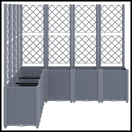 vidaXL Garden Planter with Trellis Grey 160x40x140 cm PP vidaXL