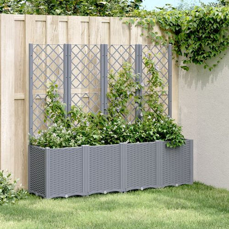 vidaXL Garden Planter with Trellis Grey 160x40x140 cm PP grey 160 x 40 x 140 cm vidaXL