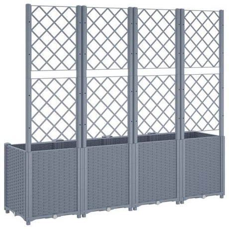 vidaXL Garden Planter with Trellis Grey 160x40x140 cm PP vidaXL