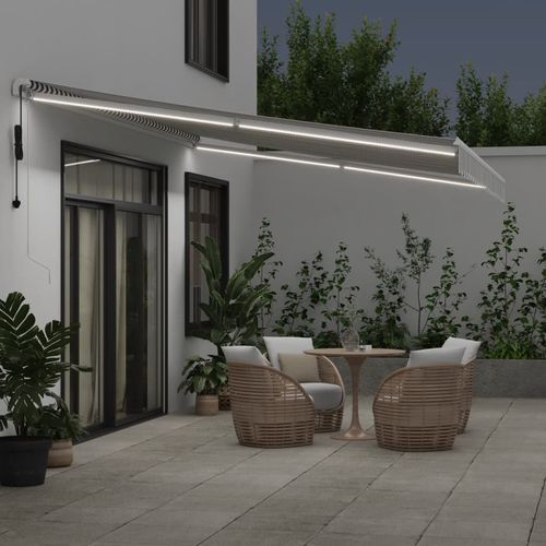 vidaXL Automatic Retractable Awning with LED Anthracite&White 400x350 cm vidaXL