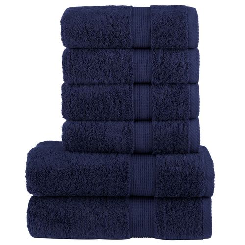 vidaXL 6 Piece Premium Towel Set White 600 gsm 100% Cotton navy blue vidaXL