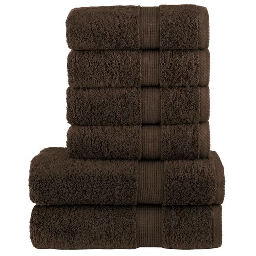 vidaXL 6 Piece Premium Towel Set White 600 gsm 100% Cotton brown vidaXL
