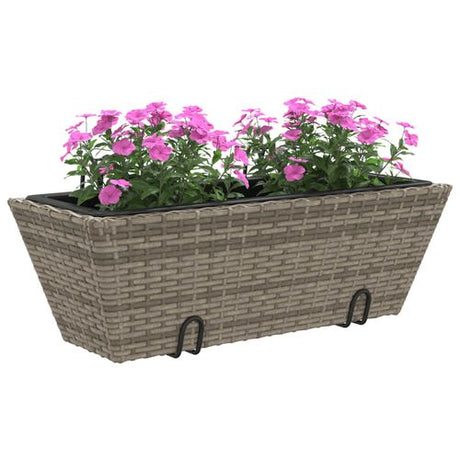 vidaXL Garden Planters with hooks 2 pcs Black Poly Rattan vidaXL