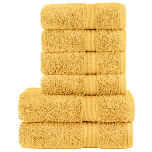 vidaXL 6 Piece Premium Towel Set White 600 gsm 100% Cotton gold vidaXL