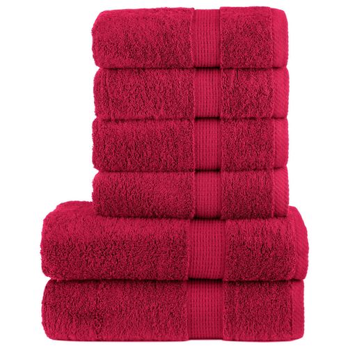 vidaXL 6 Piece Premium Towel Set White 600 gsm 100% Cotton red vidaXL