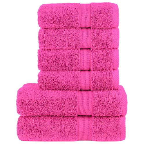 vidaXL 6 Piece Premium Towel Set White 600 gsm 100% Cotton pink vidaXL