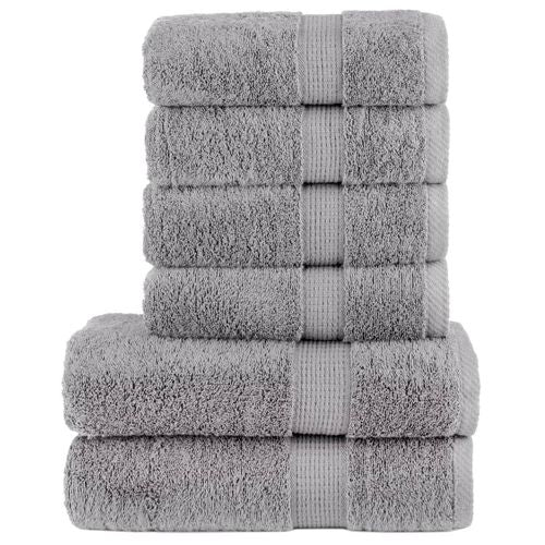 vidaXL 6 Piece Premium Towel Set White 600 gsm 100% Cotton grey vidaXL