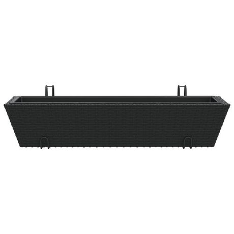 vidaXL Garden Planters with hooks 2 pcs Black Poly Rattan vidaXL