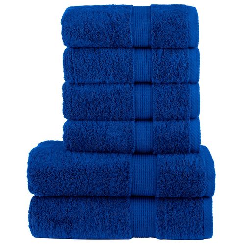 vidaXL 6 Piece Premium Towel Set White 600 gsm 100% Cotton blue vidaXL