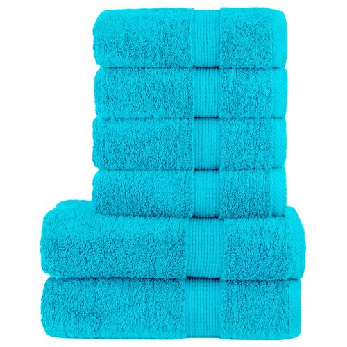 vidaXL 6 Piece Premium Towel Set White 600 gsm 100% Cotton turquoise vidaXL