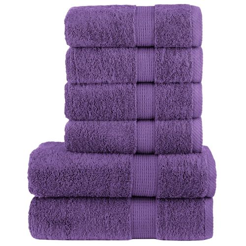 vidaXL 6 Piece Premium Towel Set White 600 gsm 100% Cotton purple vidaXL