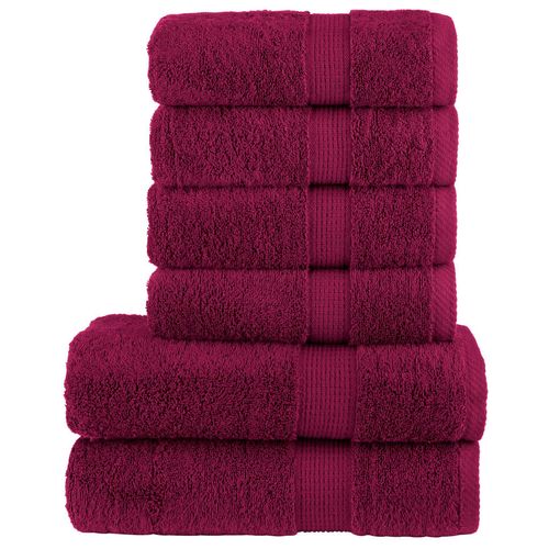 vidaXL 6 Piece Premium Towel Set White 600 gsm 100% Cotton bordeaux vidaXL