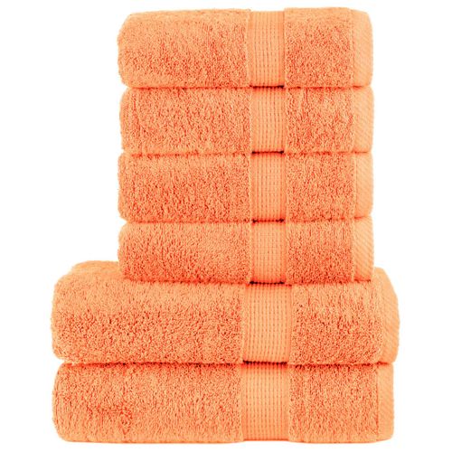 vidaXL 6 Piece Premium Towel Set White 600 gsm 100% Cotton orange vidaXL