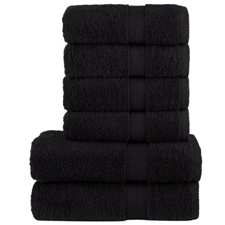 vidaXL Black Cotton Towel Set – Soft & Absorbent Decor black vidaXL