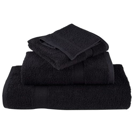 vidaXL Black Cotton Towel Set – Soft & Absorbent Decor vidaXL