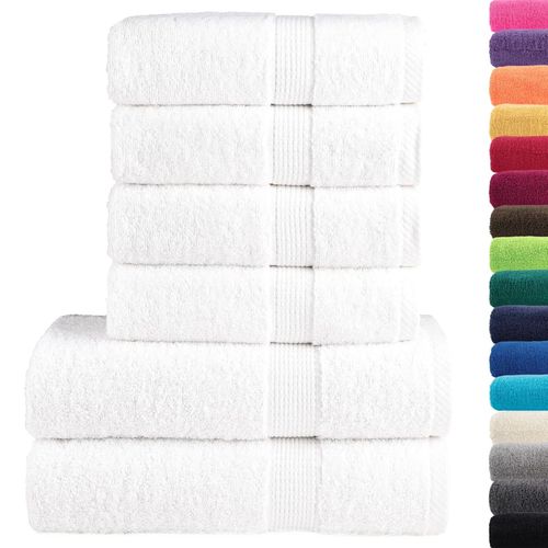 vidaXL 6 Piece Premium Towel Set White 600 gsm 100% Cotton vidaXL