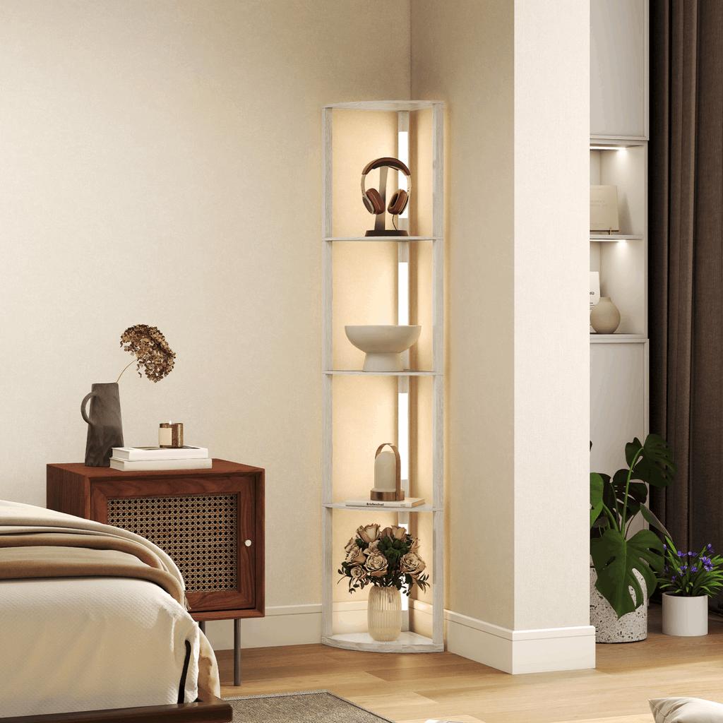 HOMCOM Corner Floor Lamp with Dimmable Warm White LED Light HOMCOM