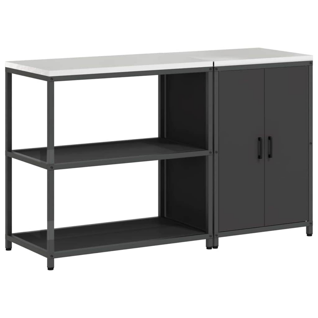 vidaXL Kitchen Storage Set with Shelf 2 pcs Black 150 x 50 x 92 cm vidaXL