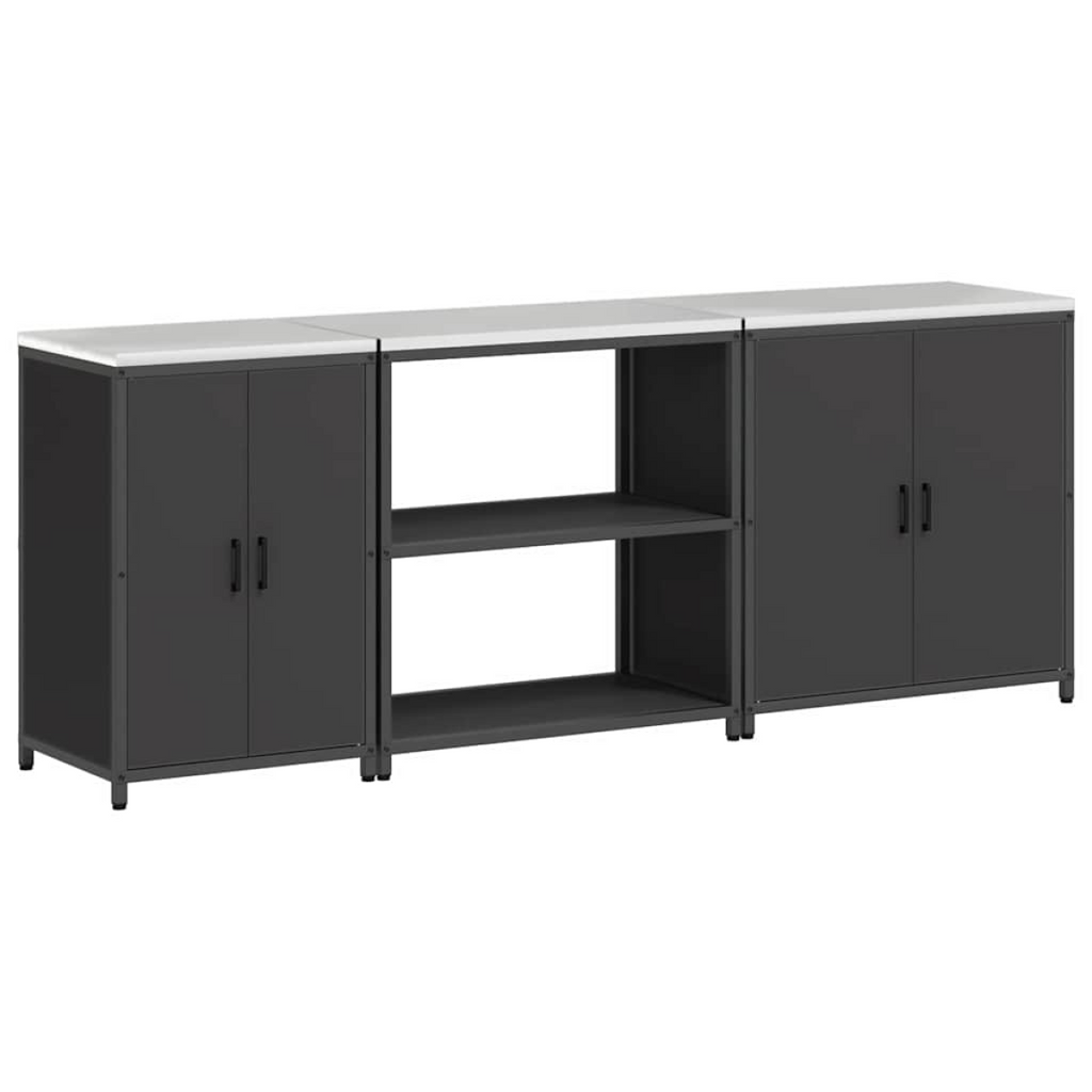 vidaXL Kitchen Storage Set with Shelf 3 pcs Black 240 x 50 x 92 cm vidaXL