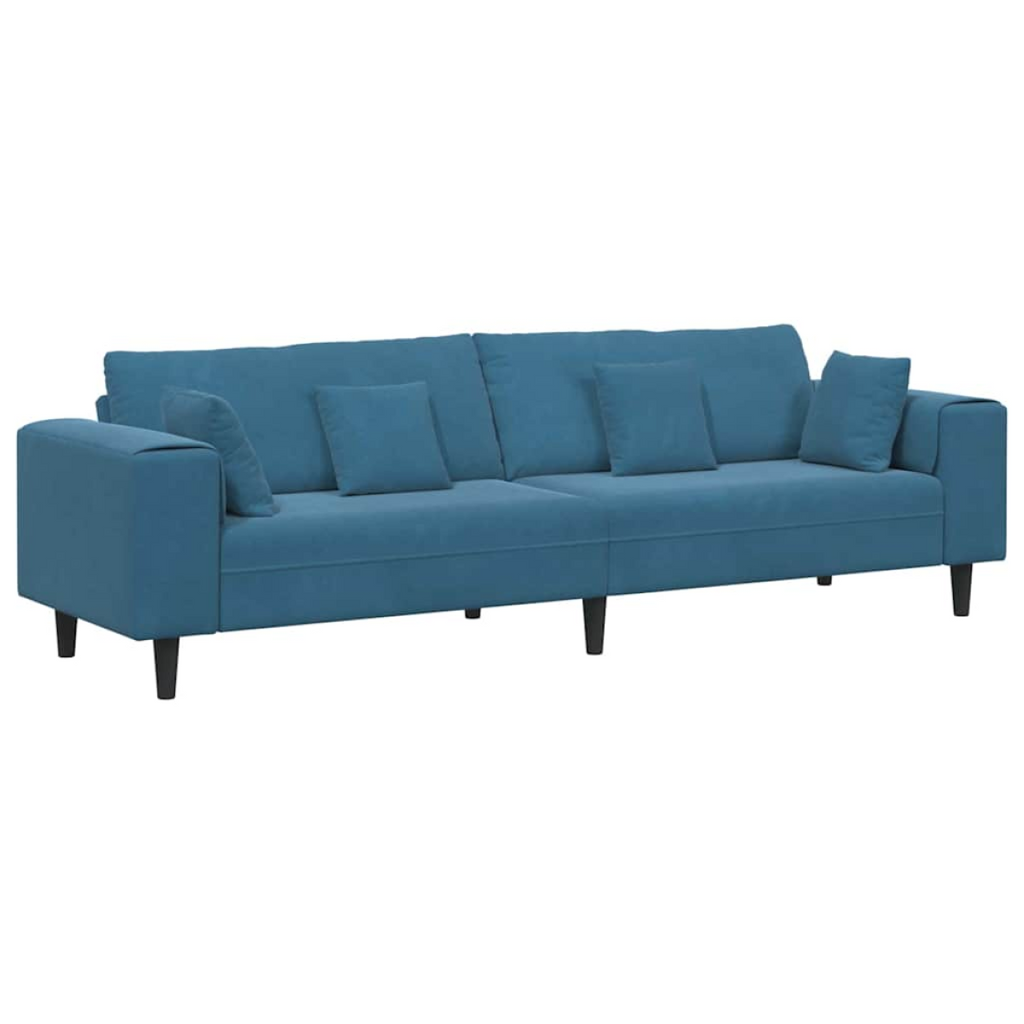 vidaXL Velvet Sofa with Cushion Blue 208 cm Velvet vidaXL