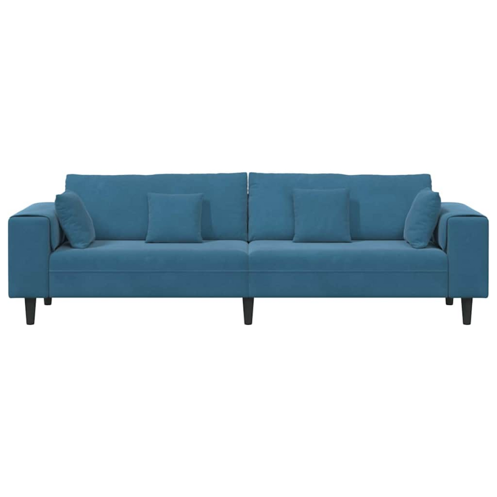 vidaXL Velvet Sofa with Cushion Blue 208 cm Velvet vidaXL