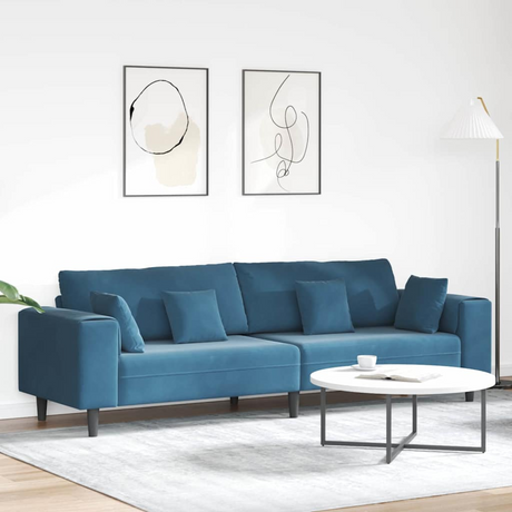 vidaXL Velvet Sofa with Cushion Blue 208 cm Velvet vidaXL
